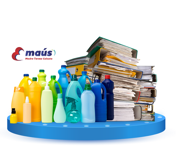 Reciclar material de papel, plástico y cartón
